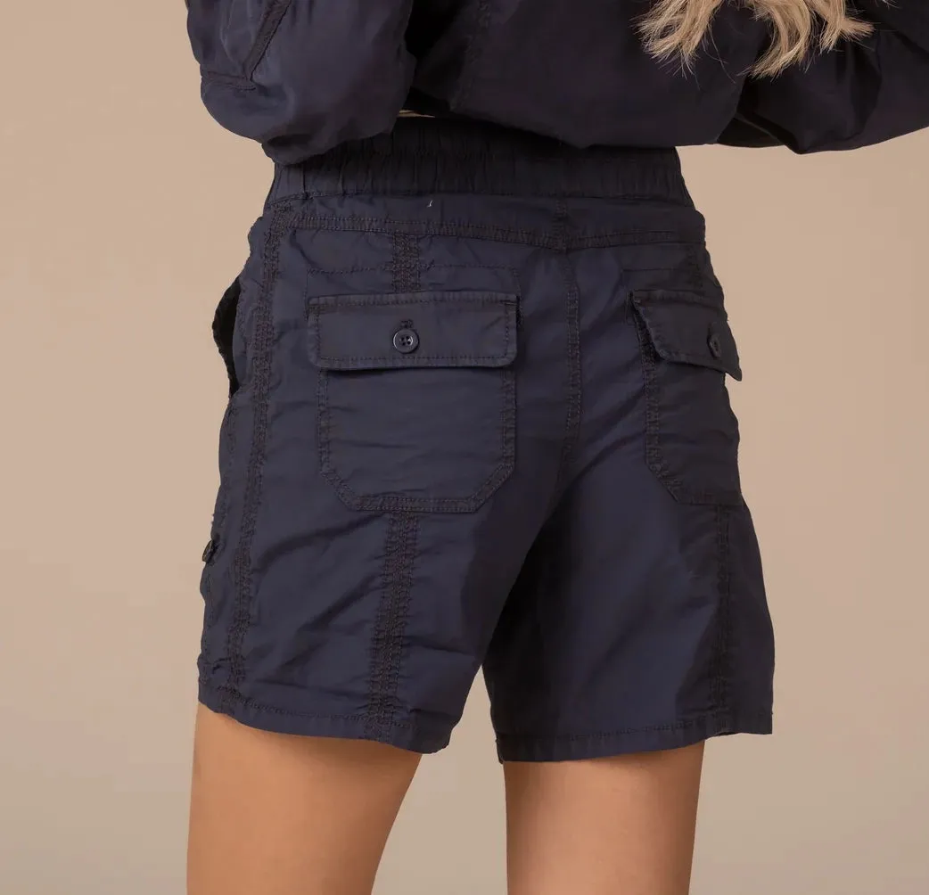 Marrakech GROVE Stretch Poplin Shorts in Navy 